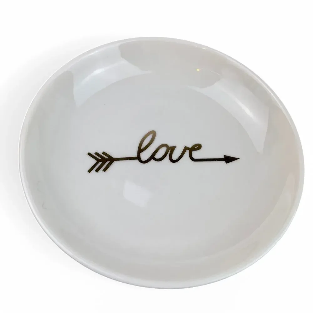 Kevia Style Love Jewelry Dish 4 Inch Ceramic Trinket Plate